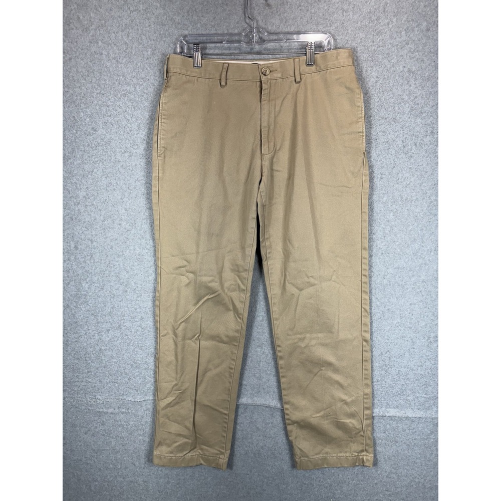 Lands End Pants Mens 33 Khaki Tan Tailored Fit Chino‎ Straight Leg Casual Cotton